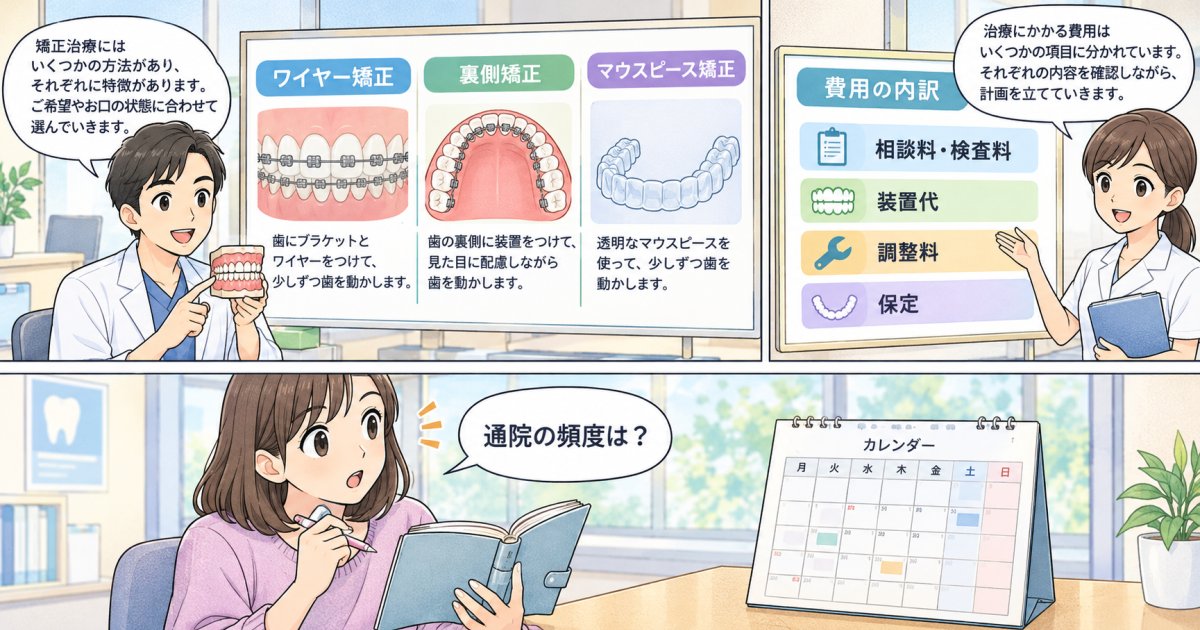 矯正方法・費用・期間は初回相談でどこまで聞ける?